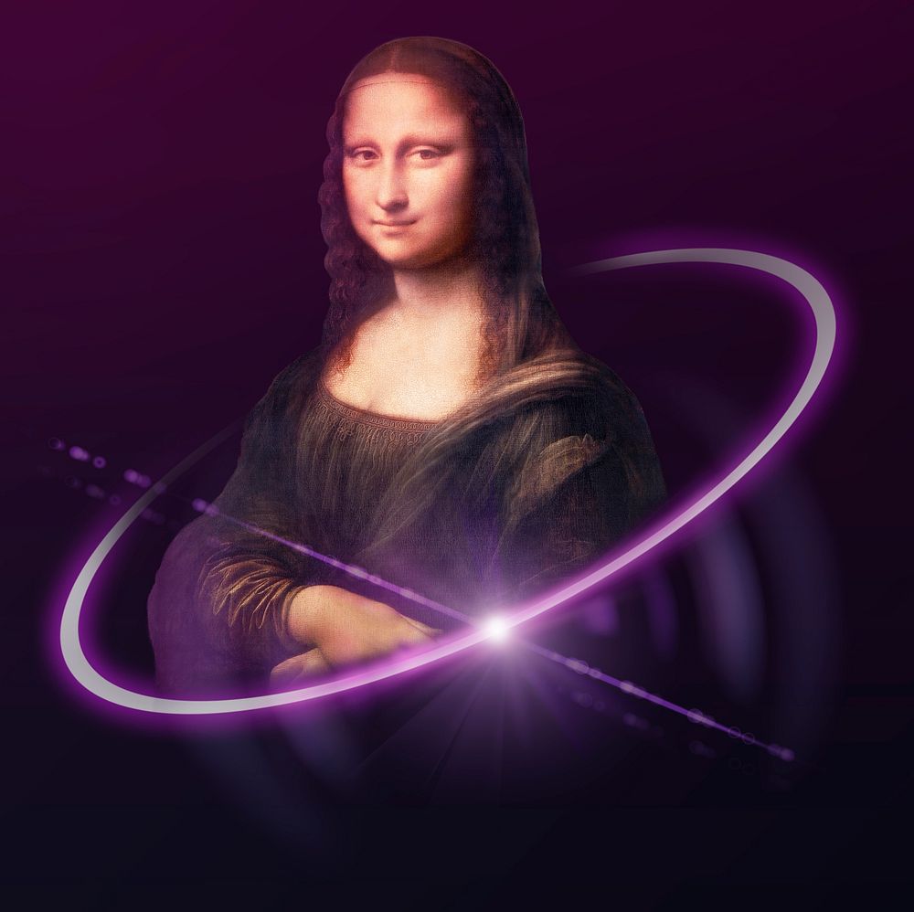 Mona Lisa, digital art, NFT blockchain technology, remixed by rawpixel.