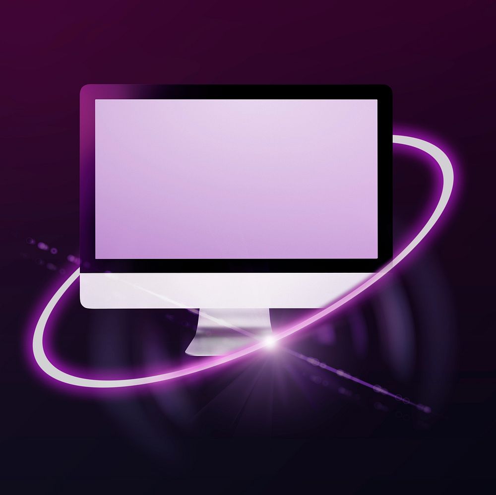 Desktop computer, internet technology graphic