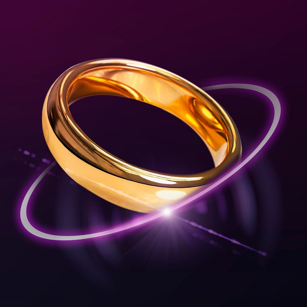 Wedding ring, love and technology object
