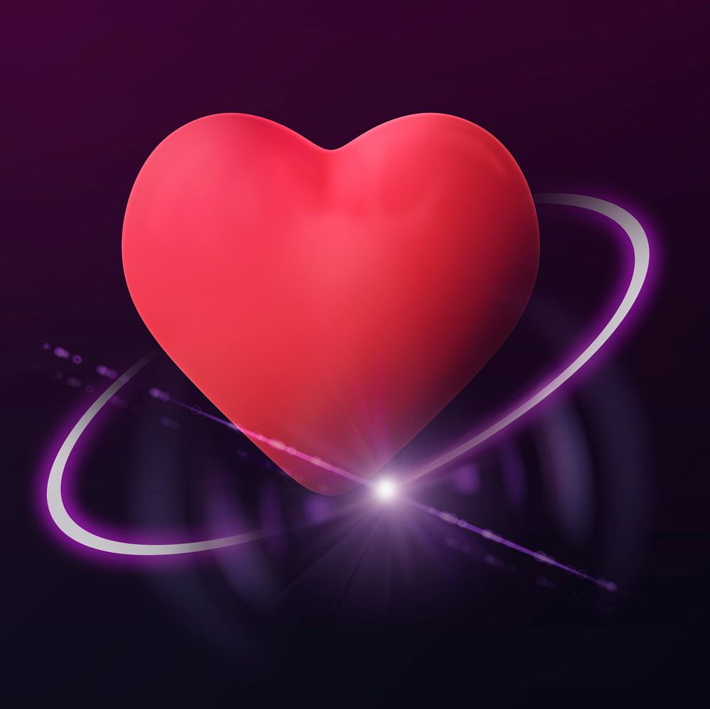 Heart digital 3D clipart, technology graphic