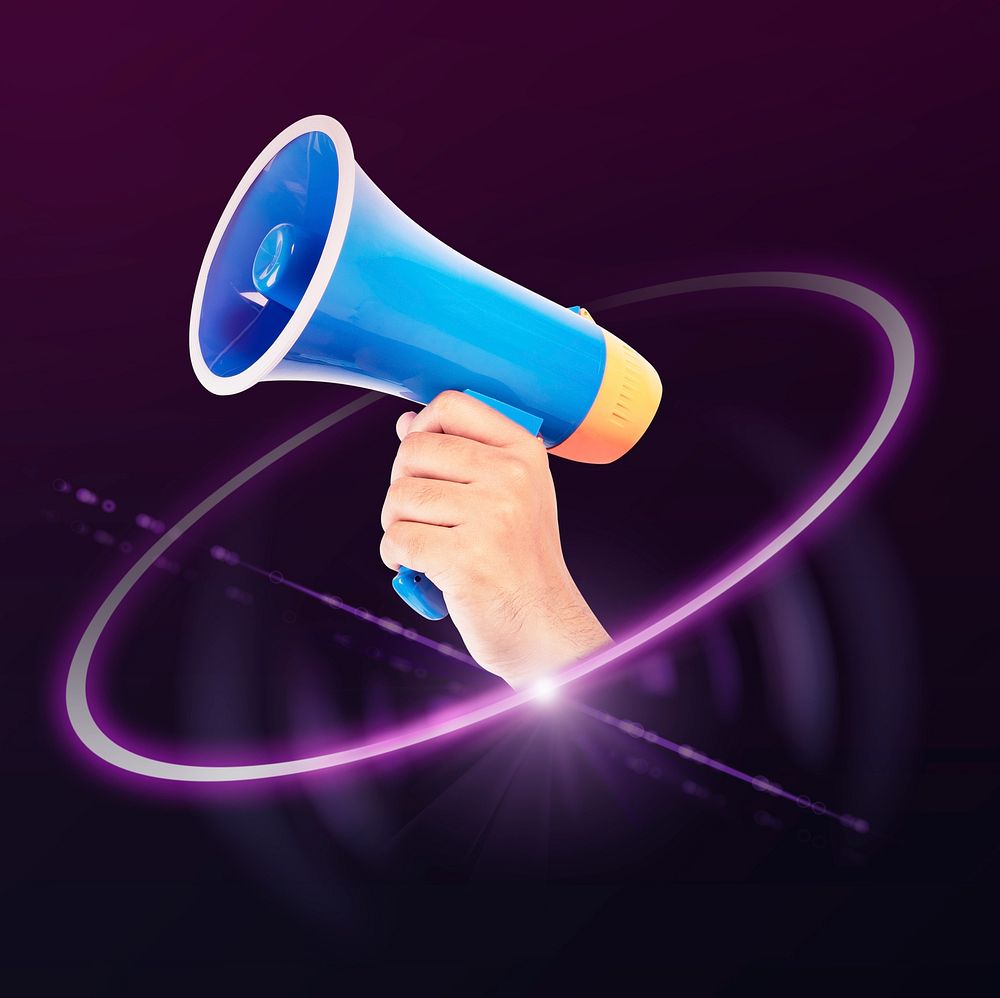 Megaphone, marketing campaign and announcement graphic