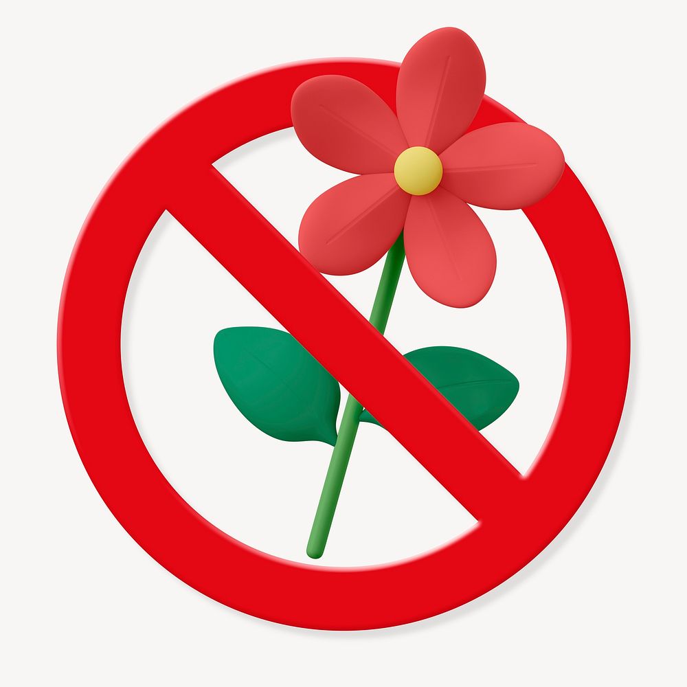 Prohibited sign no picking flowers Free PSD rawpixel