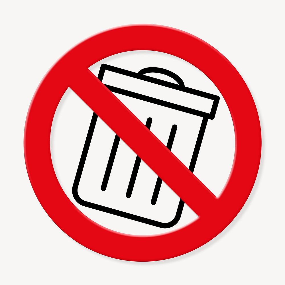 No trash, prohibition sign illustration