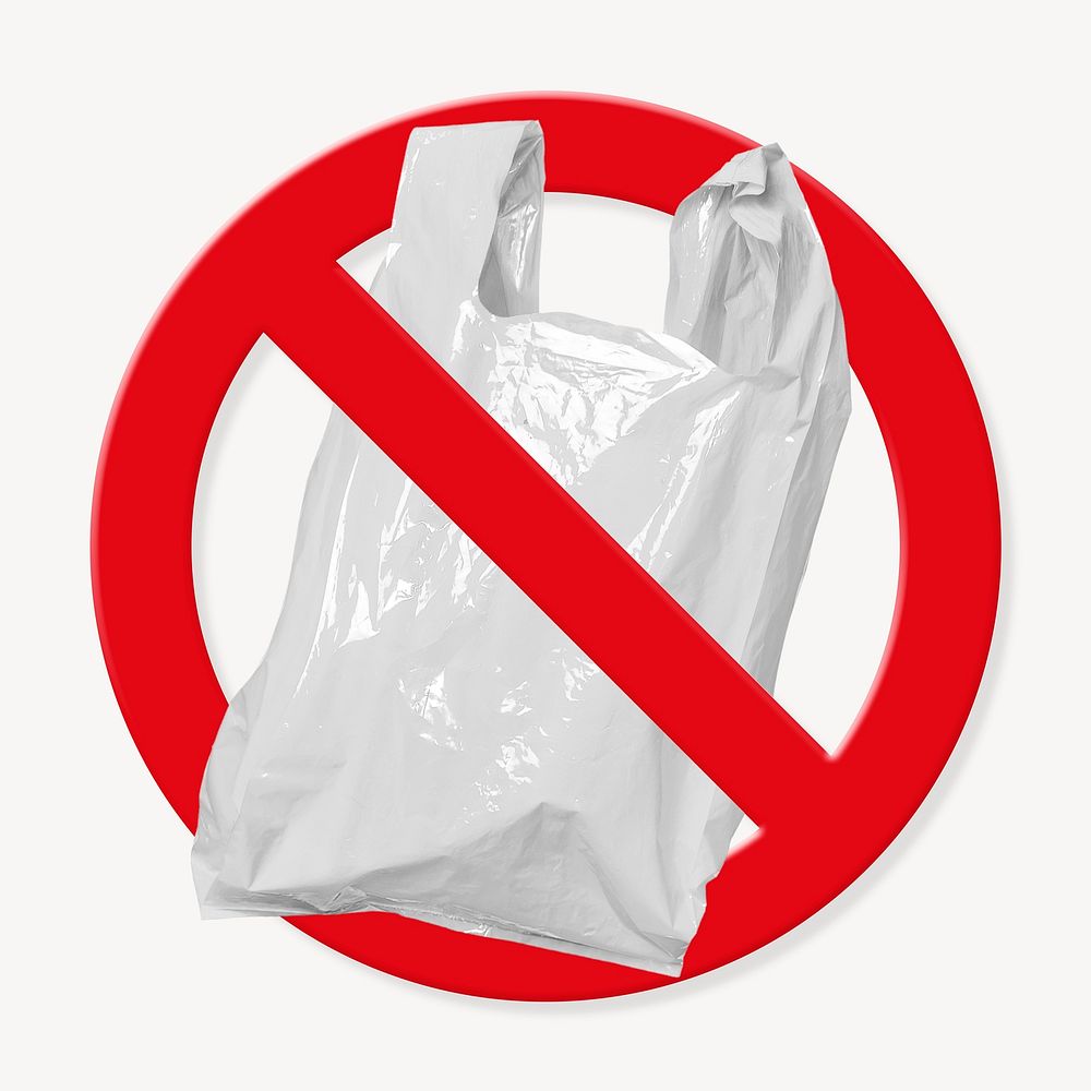 No plastic bag, prohibition sign graphic