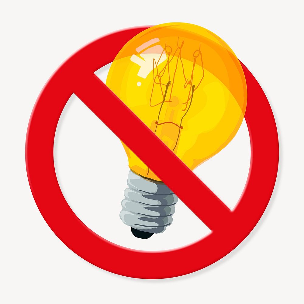 No light bulb forbidden sign graphic