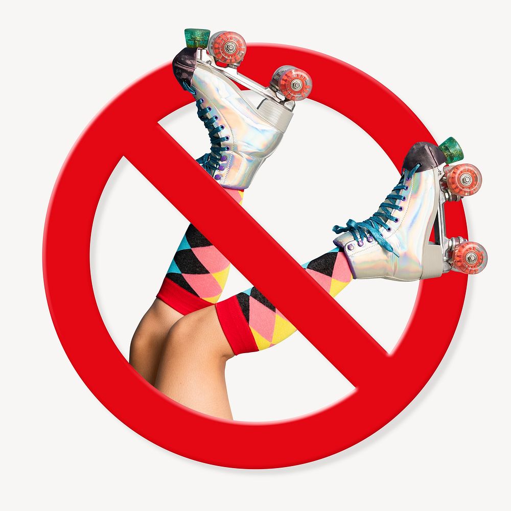 Forbidden sign symbol, no roller skate psd