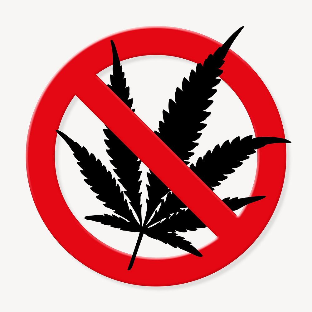 Prohibited sign no cannabis symbol psd