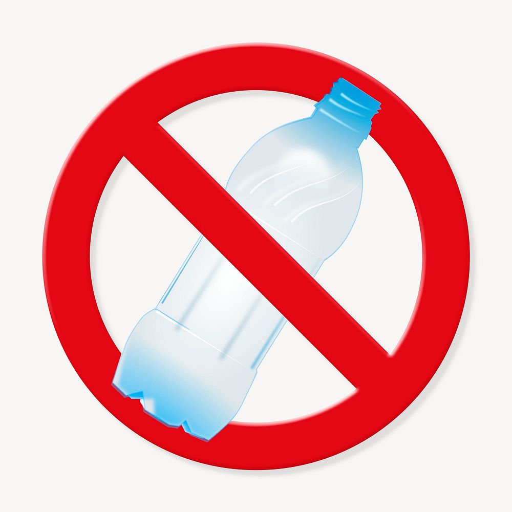 Prohibited sign no plastic bottle symbol psd