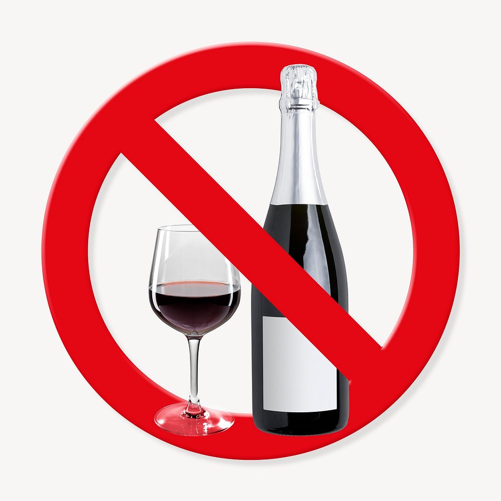 No alcohol, prohibition sign graphic