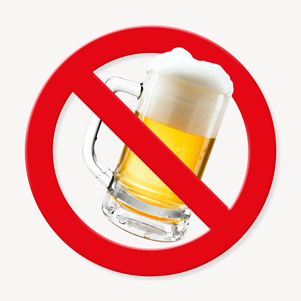 No alcohol, prohibition sign graphic