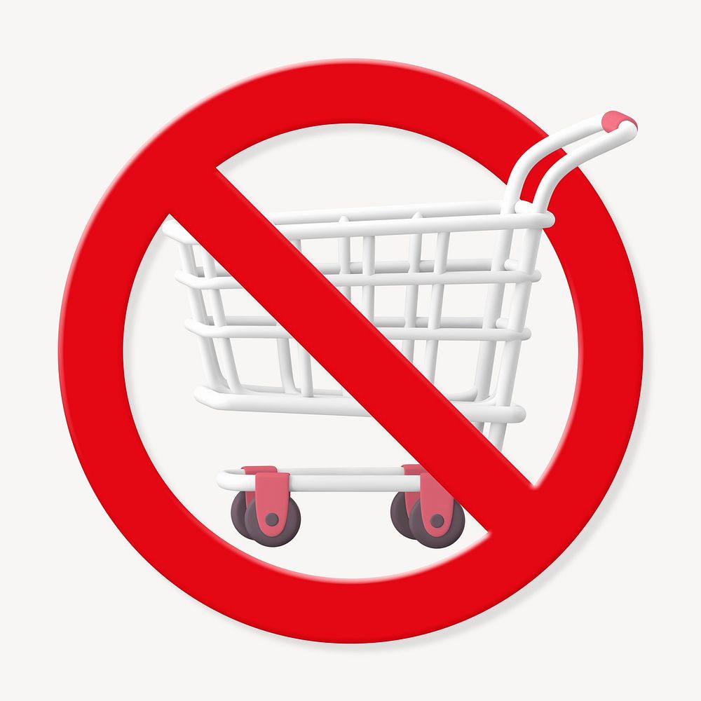 Prohibited sign no shopping cart symbol psd
