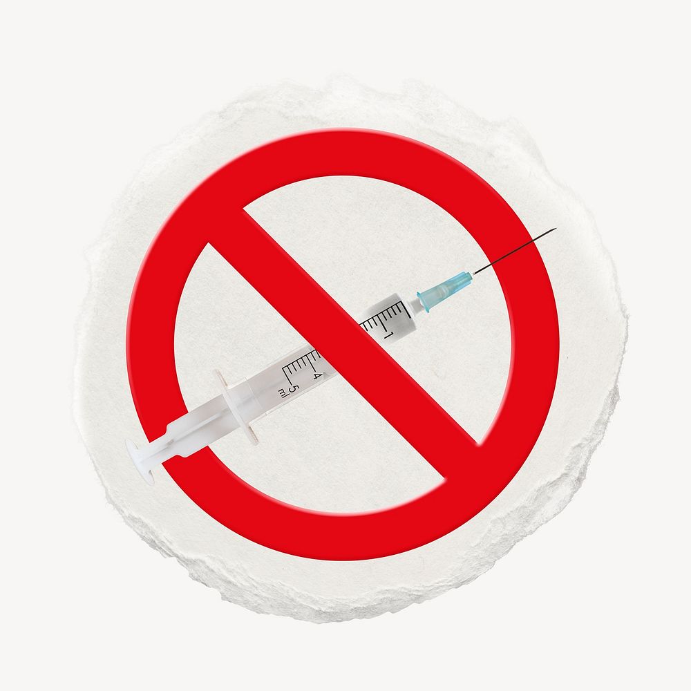 No drug forbidden sign design, ripped paper badge