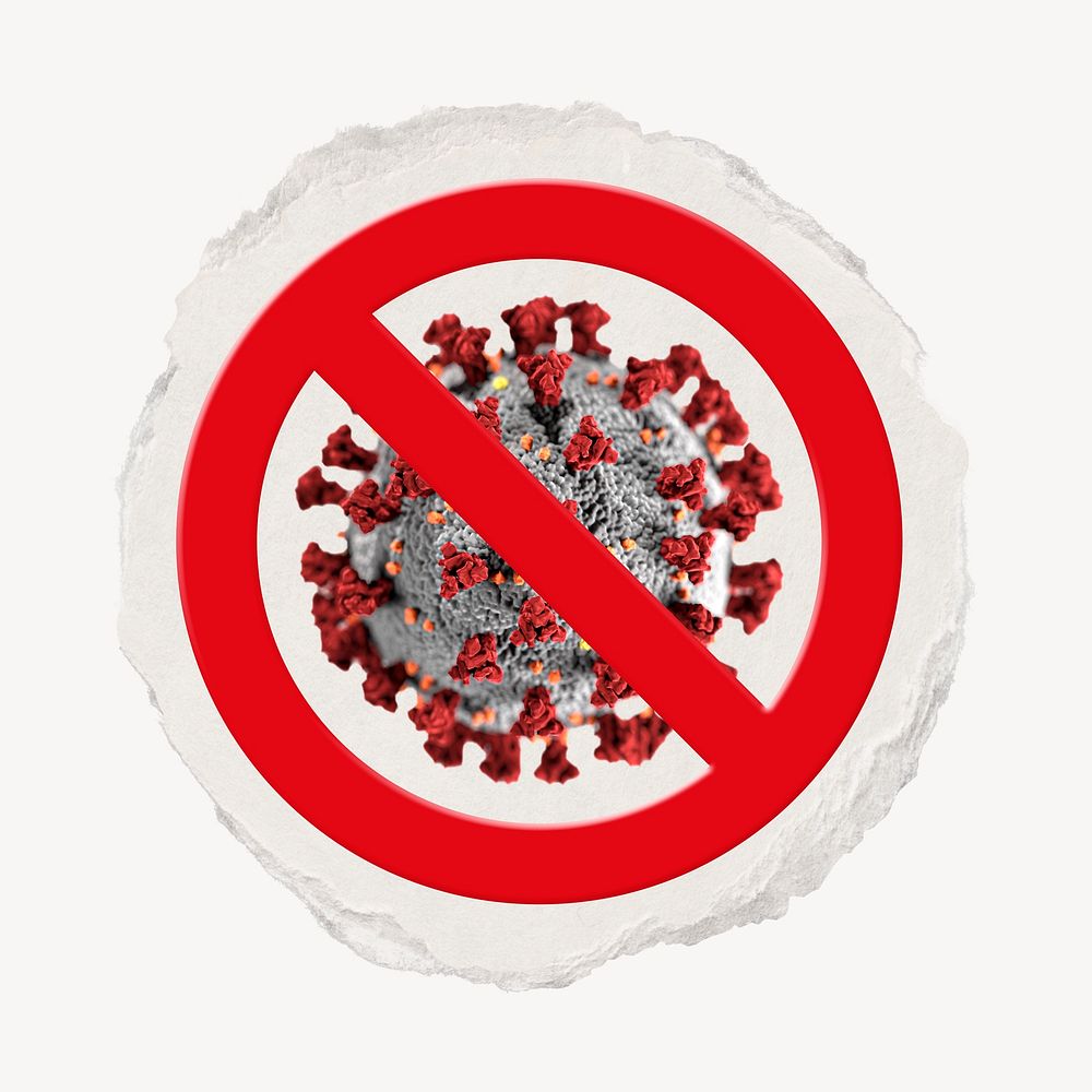 Forbidden sign clip art, no germ psd, ripped paper badge