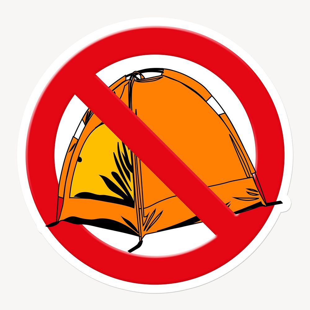 Forbidden sign no camping clip art psd
