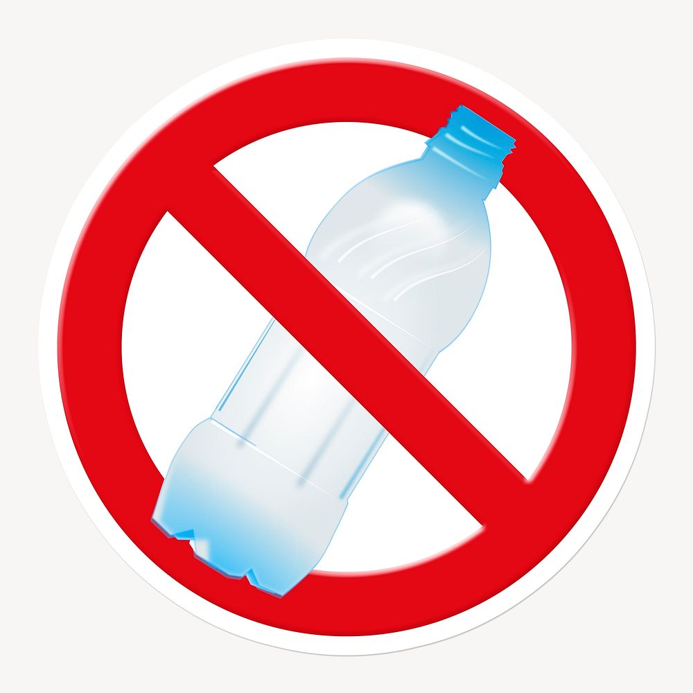 No plastic bottle forbidden sign graphic
