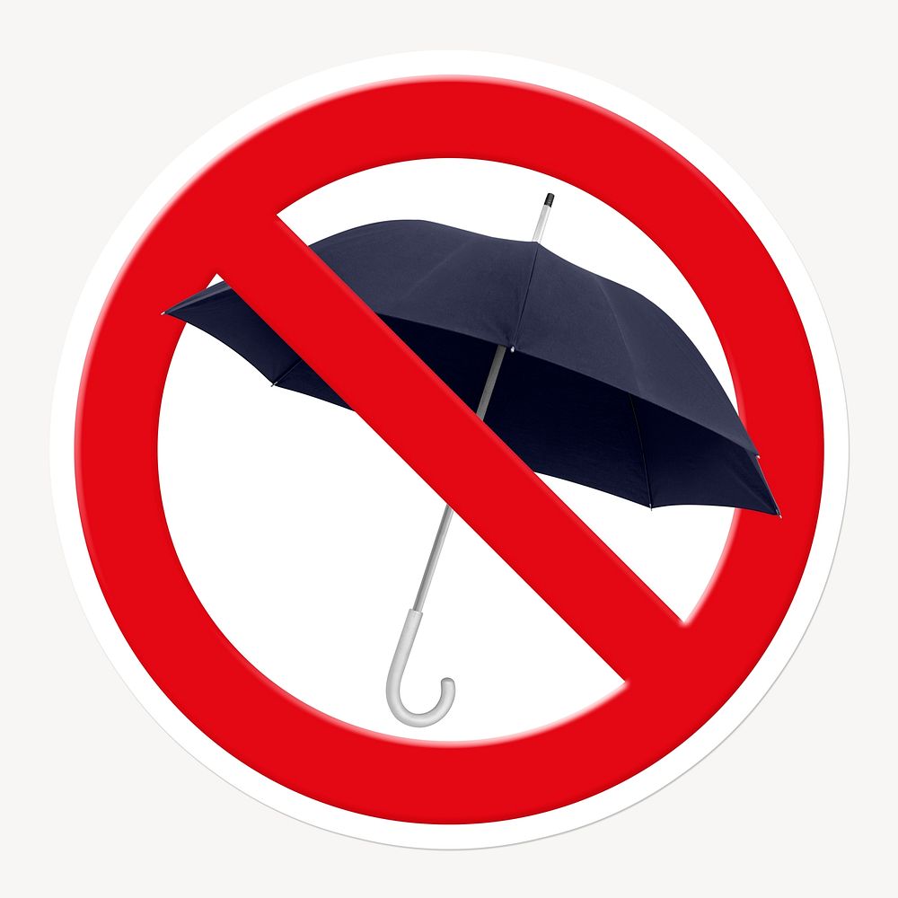 Prohibited sign symbol, no umbrella psd