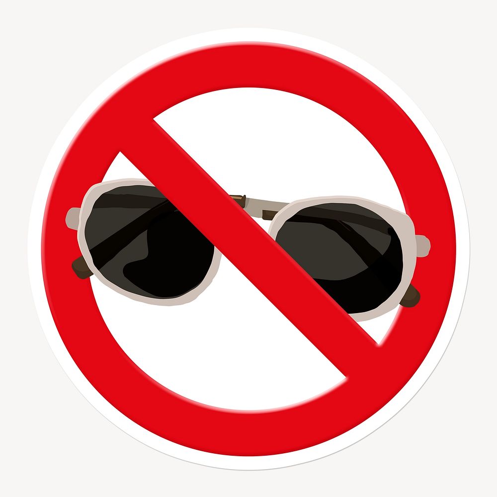 No sunglasses forbidden sign graphic