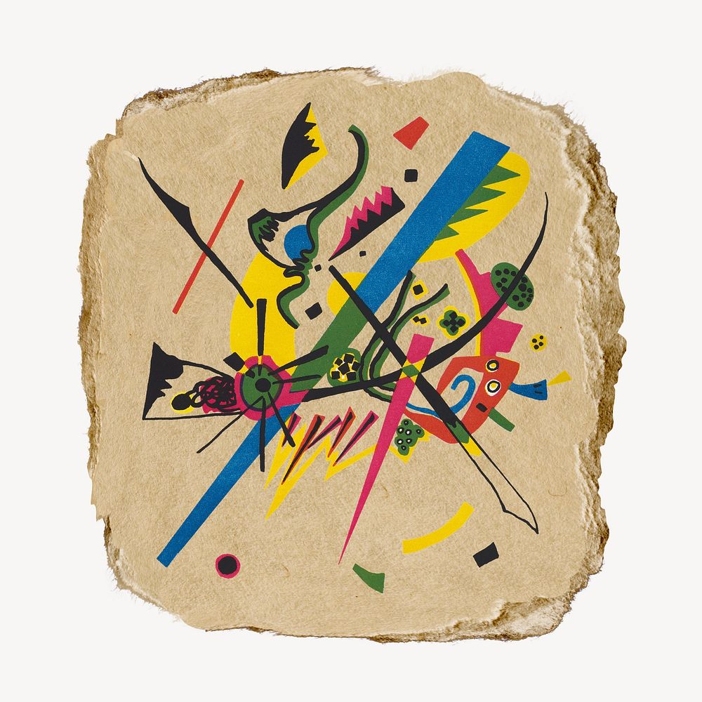 Kandinsky's Kleine Welte vintage illustration on torn paper