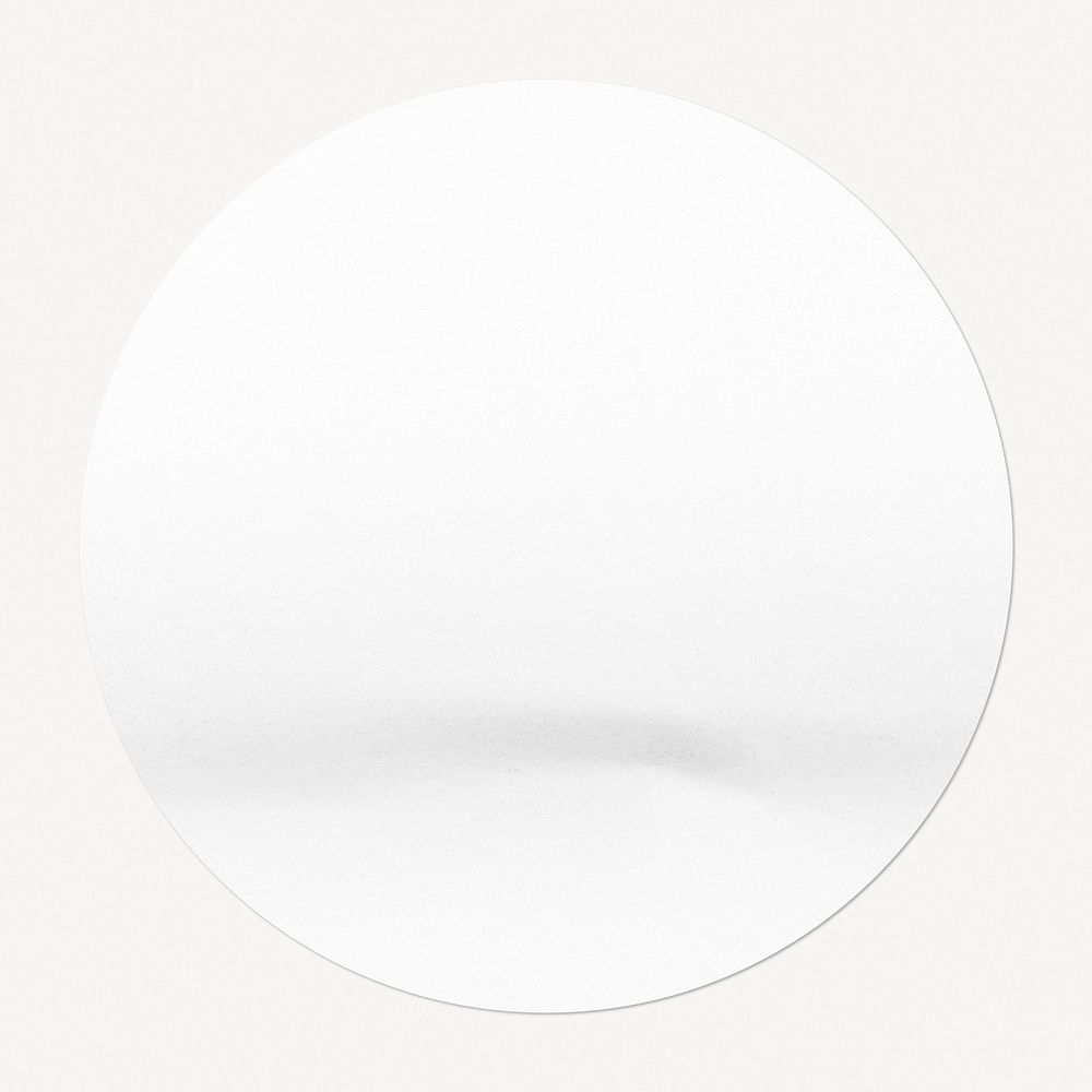 Blank wrinkled sticker, round shape, off white design