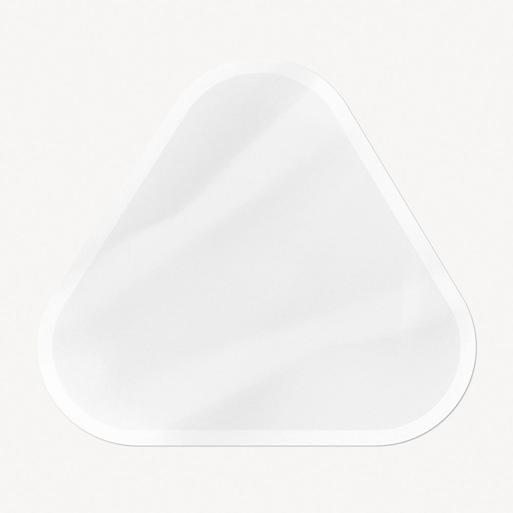Blank triangle shape sticker, wrinkled texture, off white design