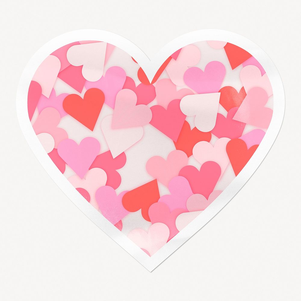 Heart shape sticker mockup, isolated object psd