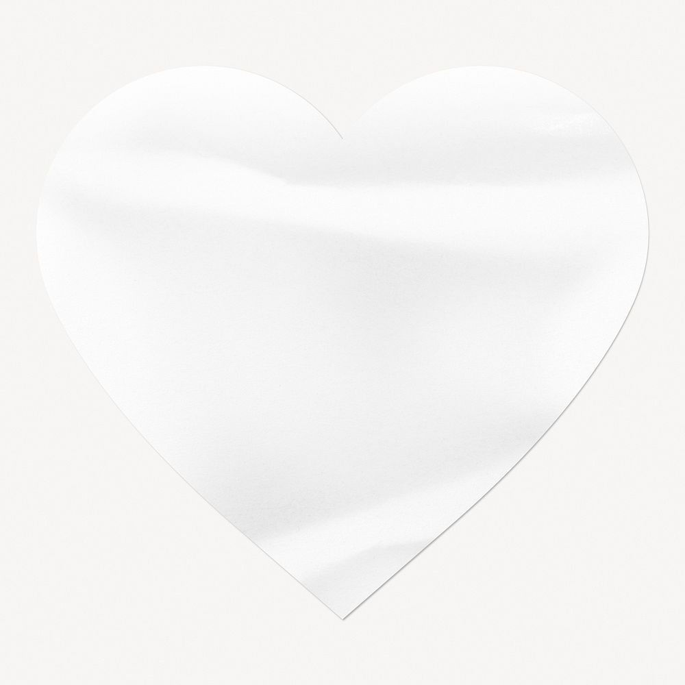 Blank wrinkled sticker, heart shape, white Valentine's design