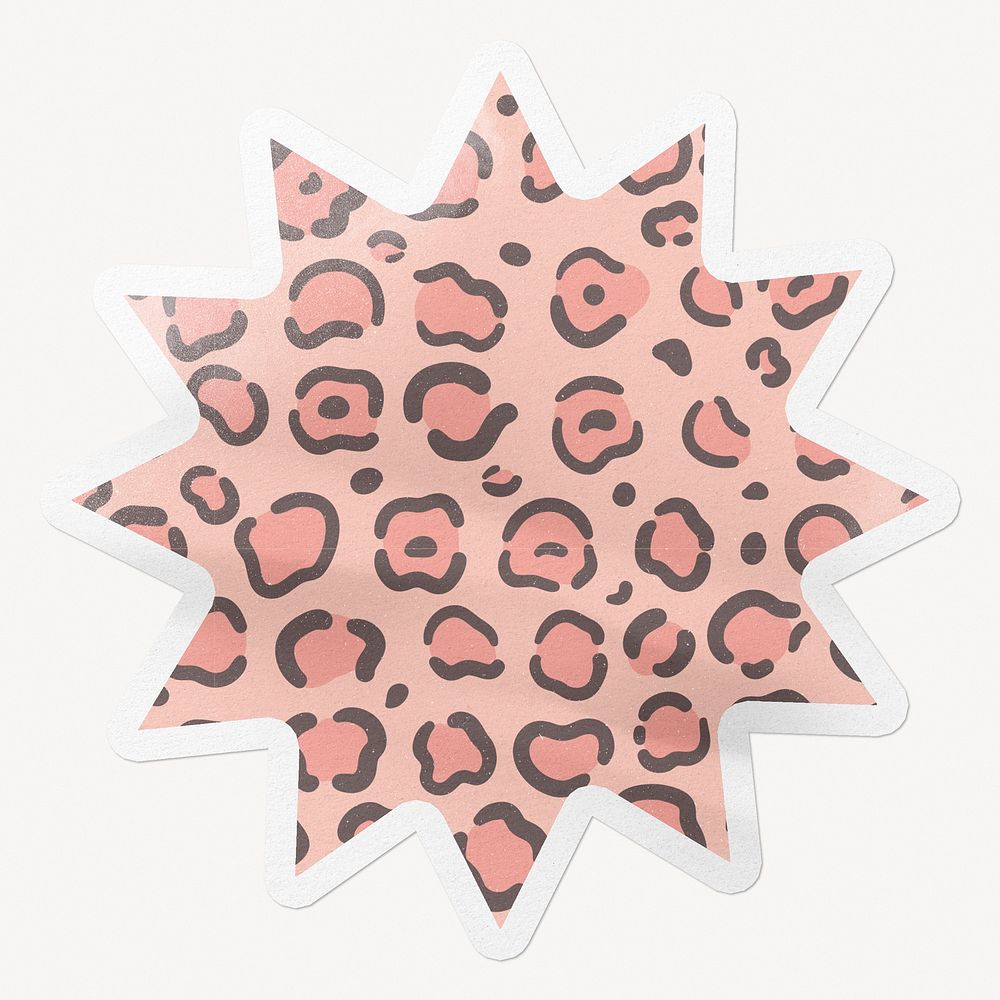 Pink leopard print sticker, explosion shape illustration