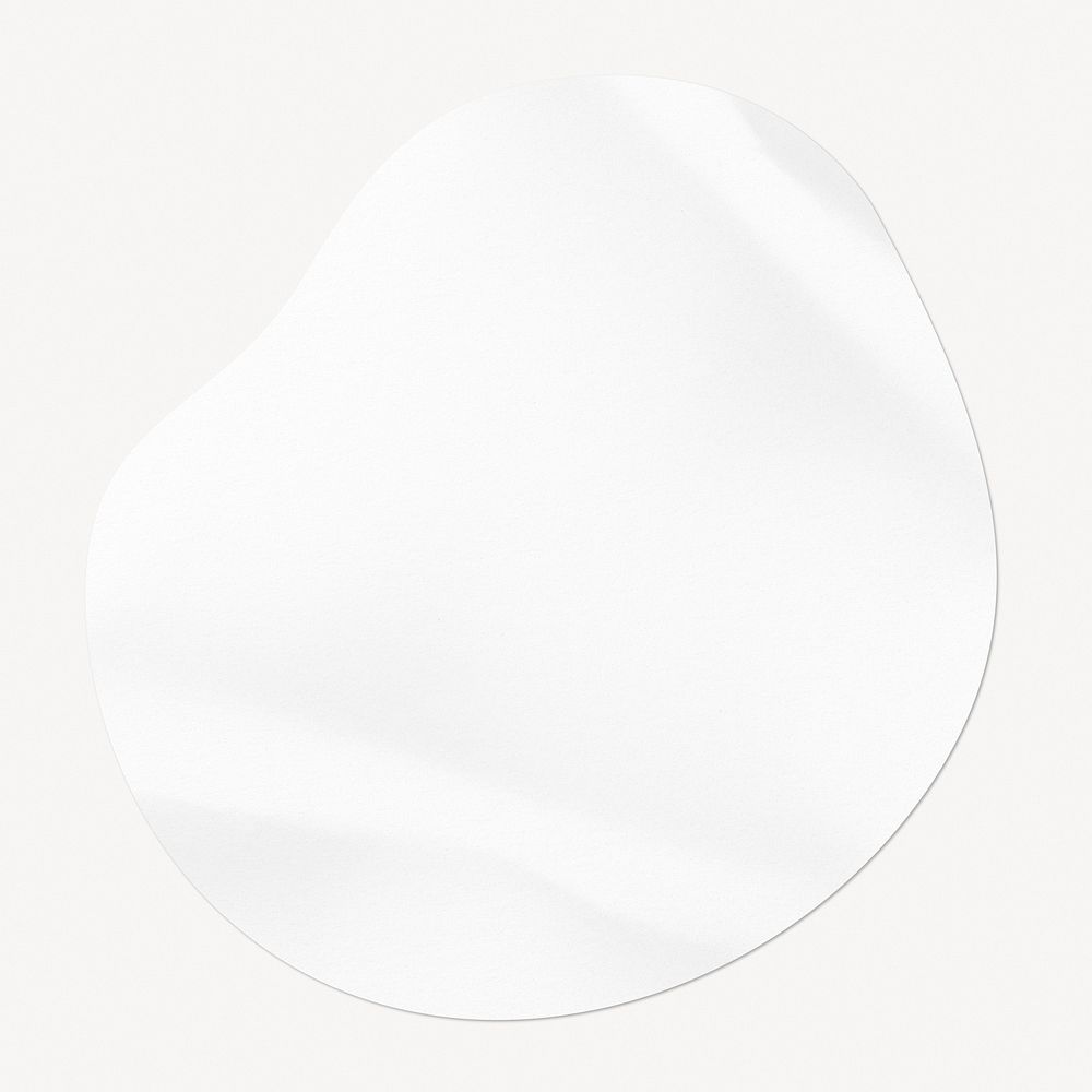 Blank wrinkled sticker, blob shape, off white design