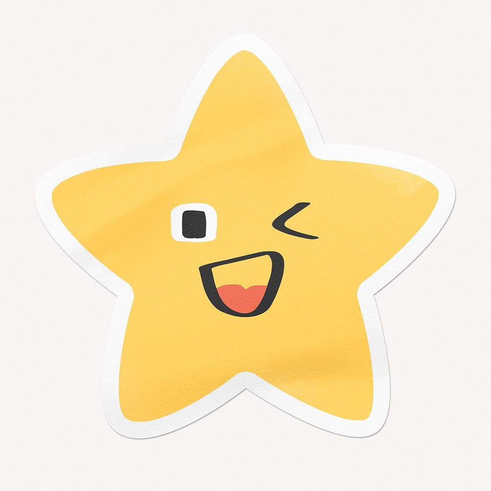 Gold star sticker, cute cartoon character illustration