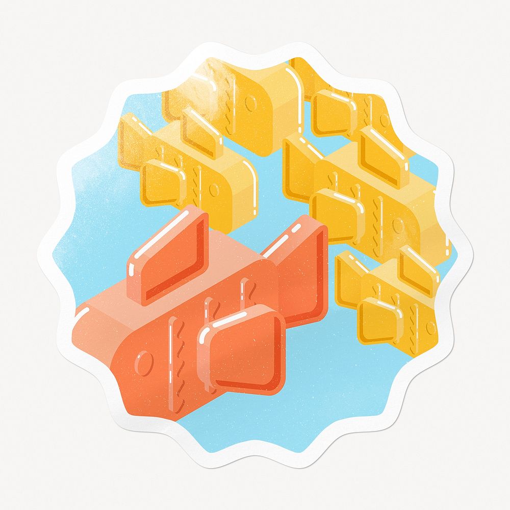 Unique goldfish sticker, explosion shape illustration