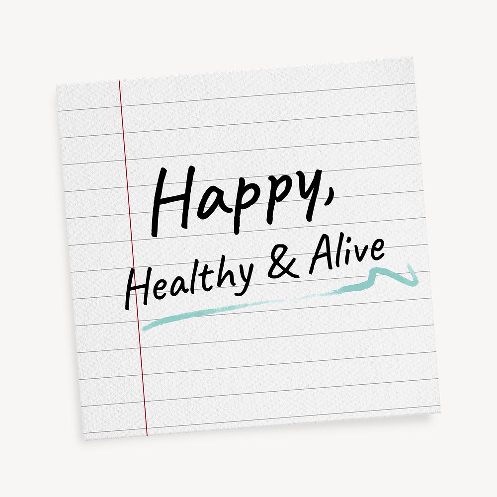 Lined paper template, stationery with editable quote psd, happy, healthy & alive
