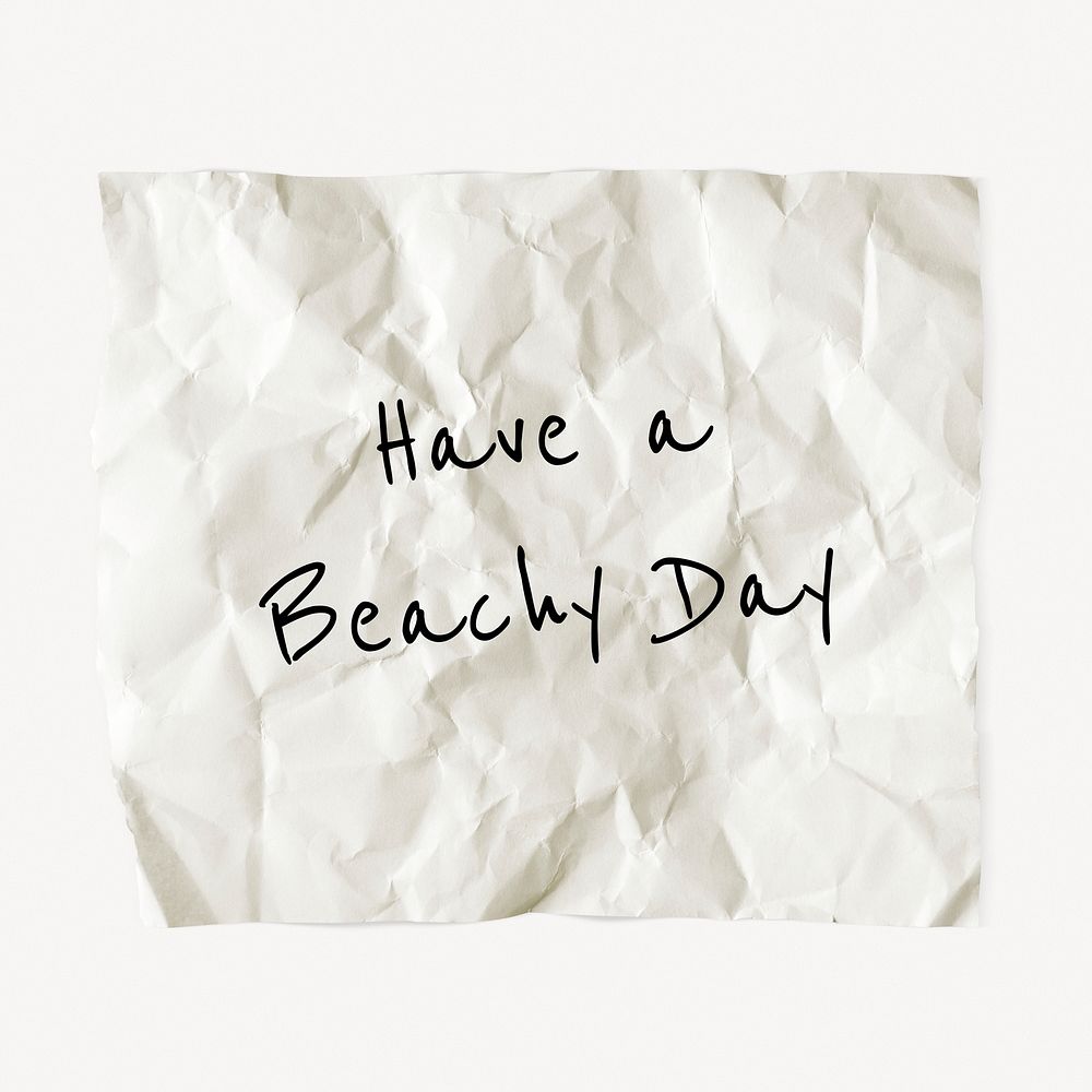 Crumpled paper template, DIY stationery with editable quote psd, have a beachy day