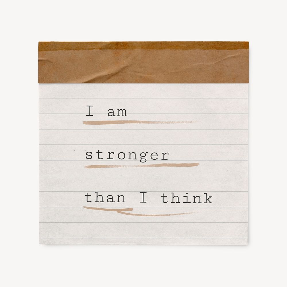 Lined paper template, editable quote psd, I am stronger than I think