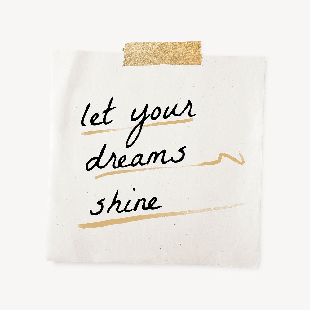 Taped paper template, sticky note stationery with editable quote psd, let your dreams shine