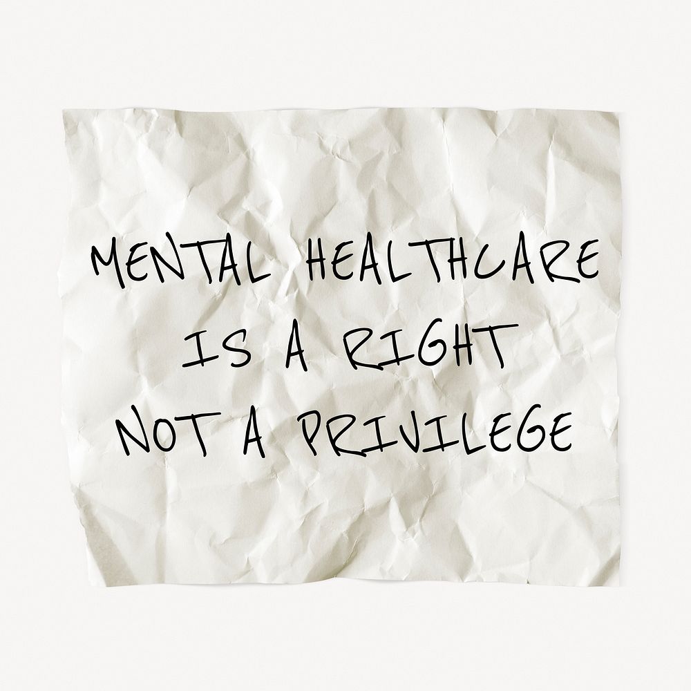 Mental health quote, DIY crumpled paper clipart