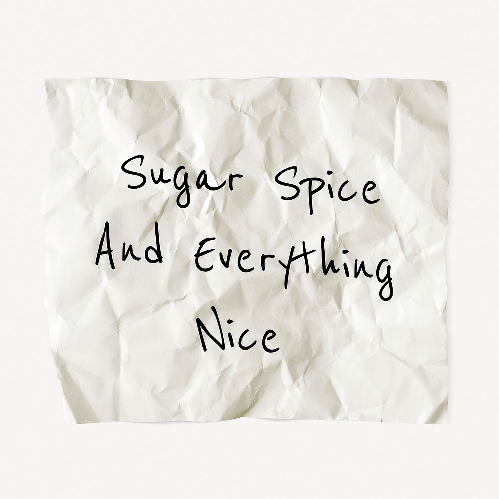 Crumpled paper template, DIY stationery with editable quote psd, sugar spice and everything nice