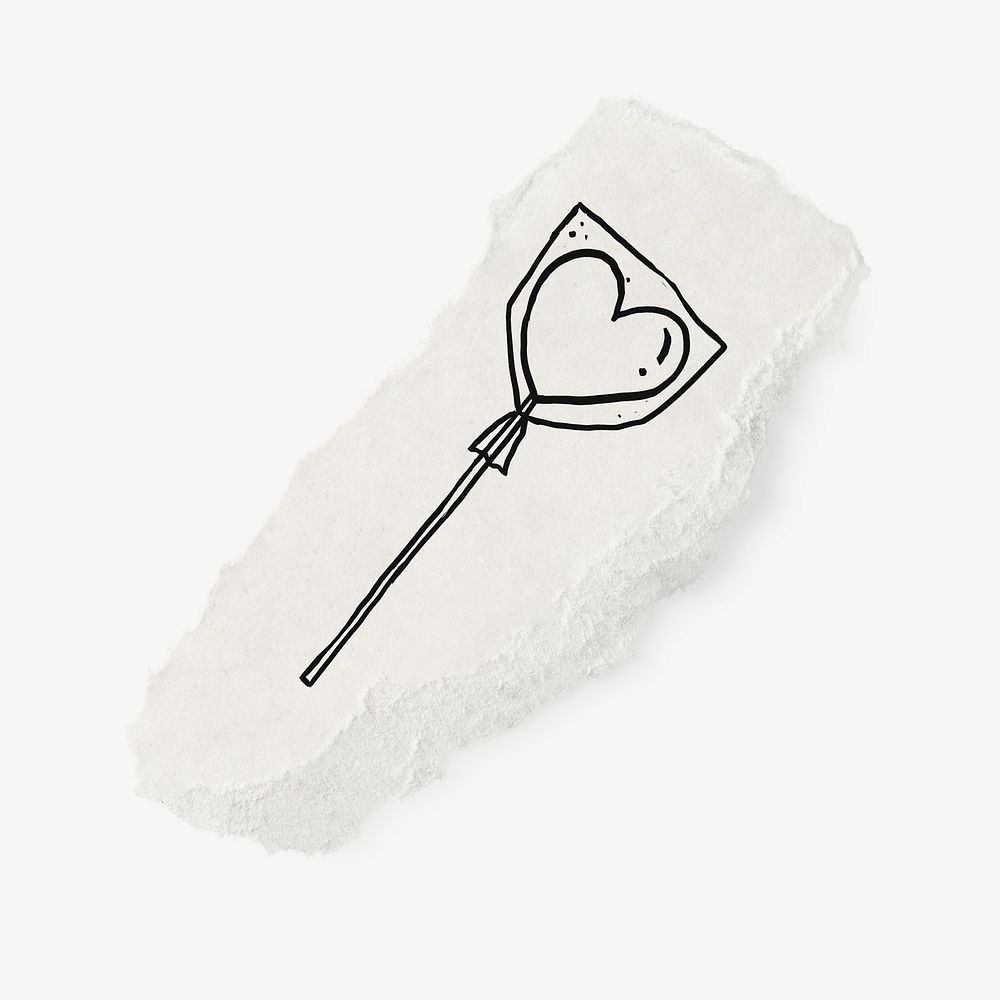 Lollipop doodle, cute illustration, ripped paper, off white design