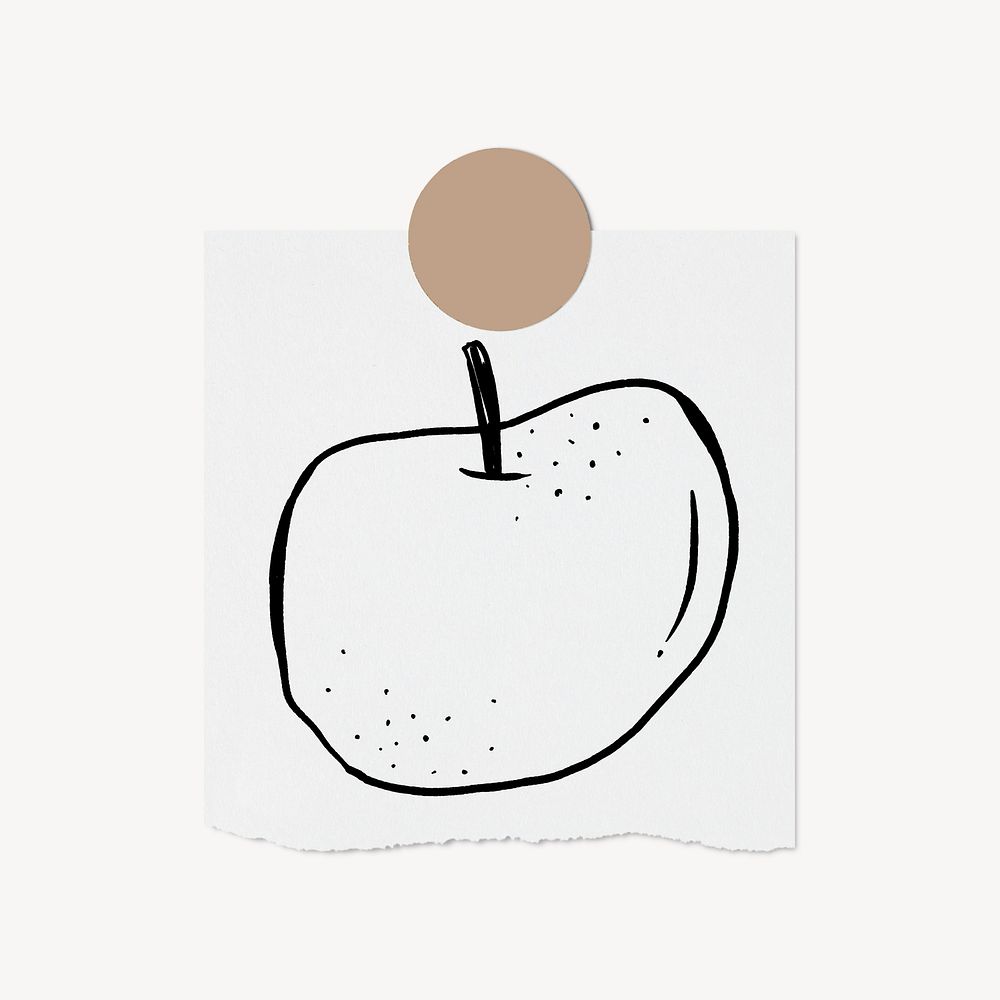 Apple doodle, cute illustration, stationery paper, off white design