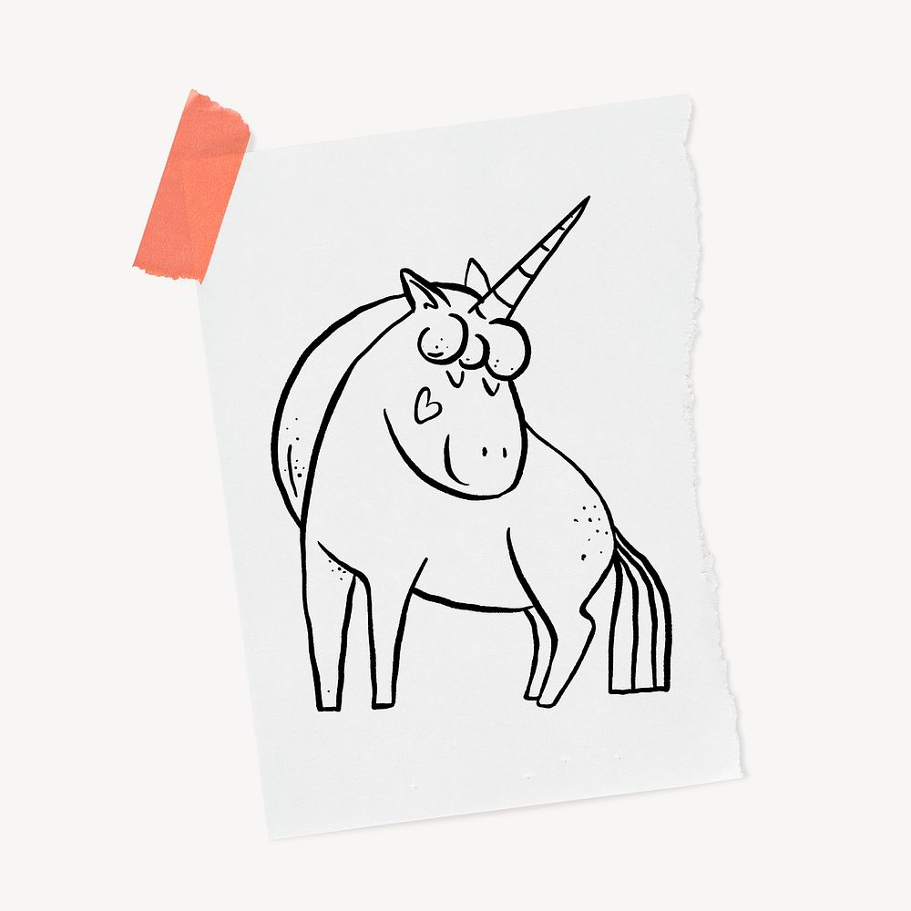 Cute unicorn doodle, stationery paper, off white design