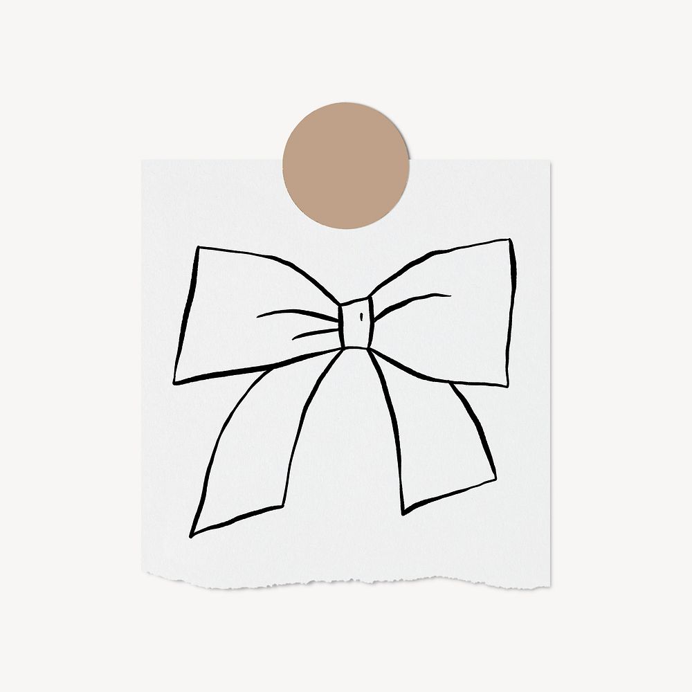 Cute bow doodle illustration, stationery paper, off white design
