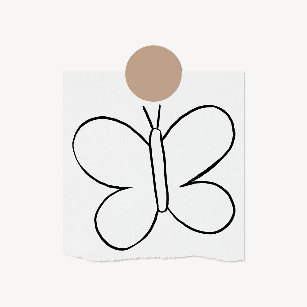 Cute butterfly doodle, stationery paper, off white design
