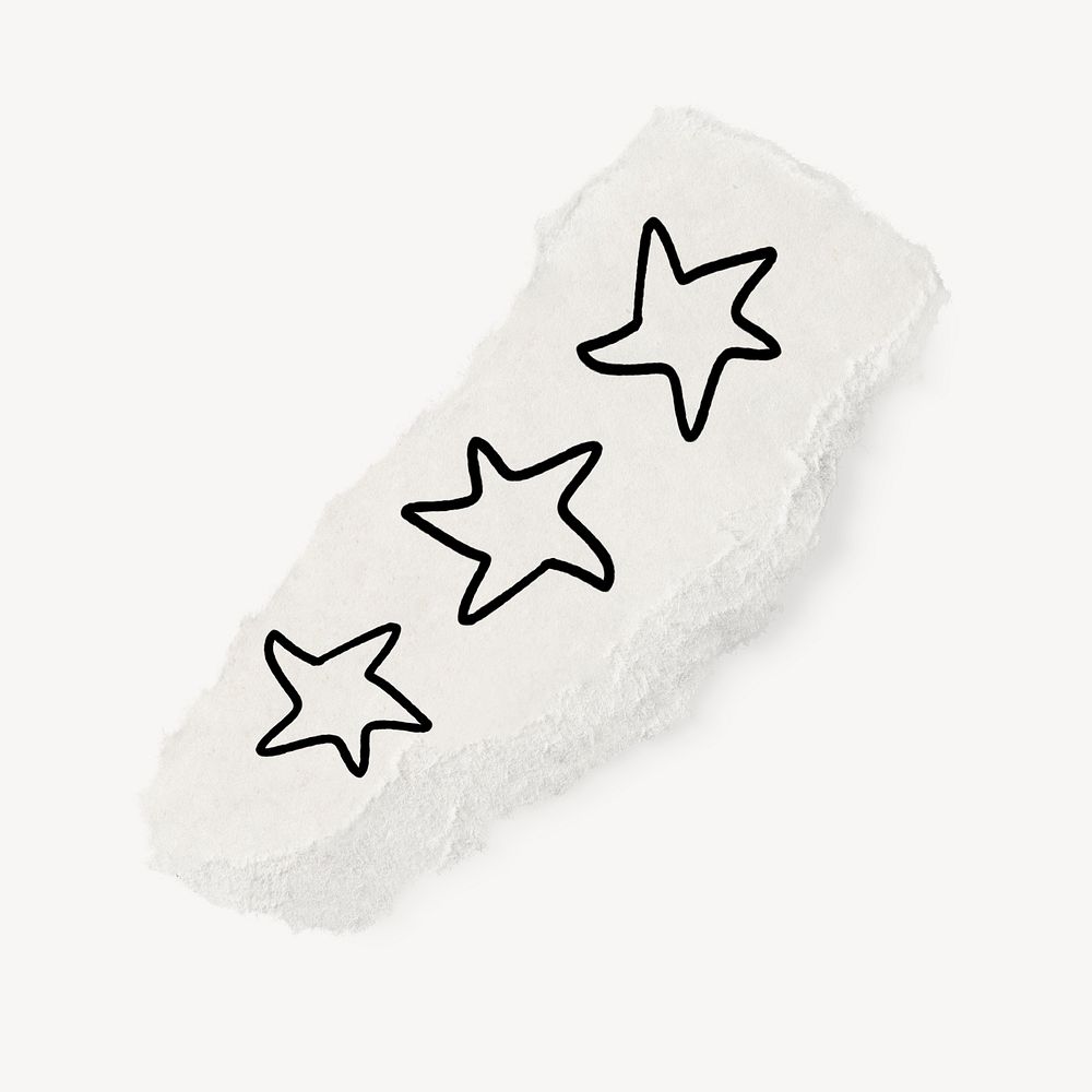 Cute star doodle, torn paper, off white design