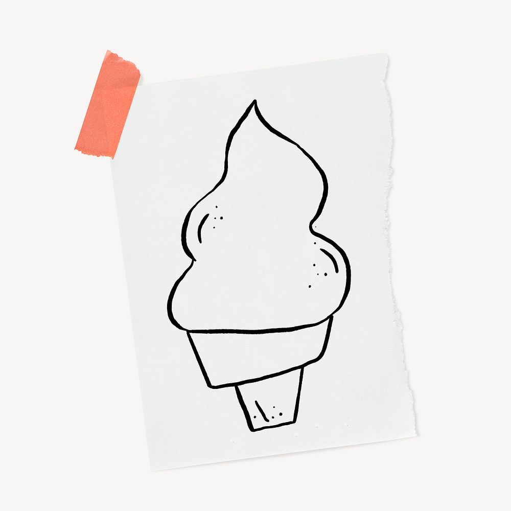 Ice cream doodle, cute illustration, stationery paper, off white design