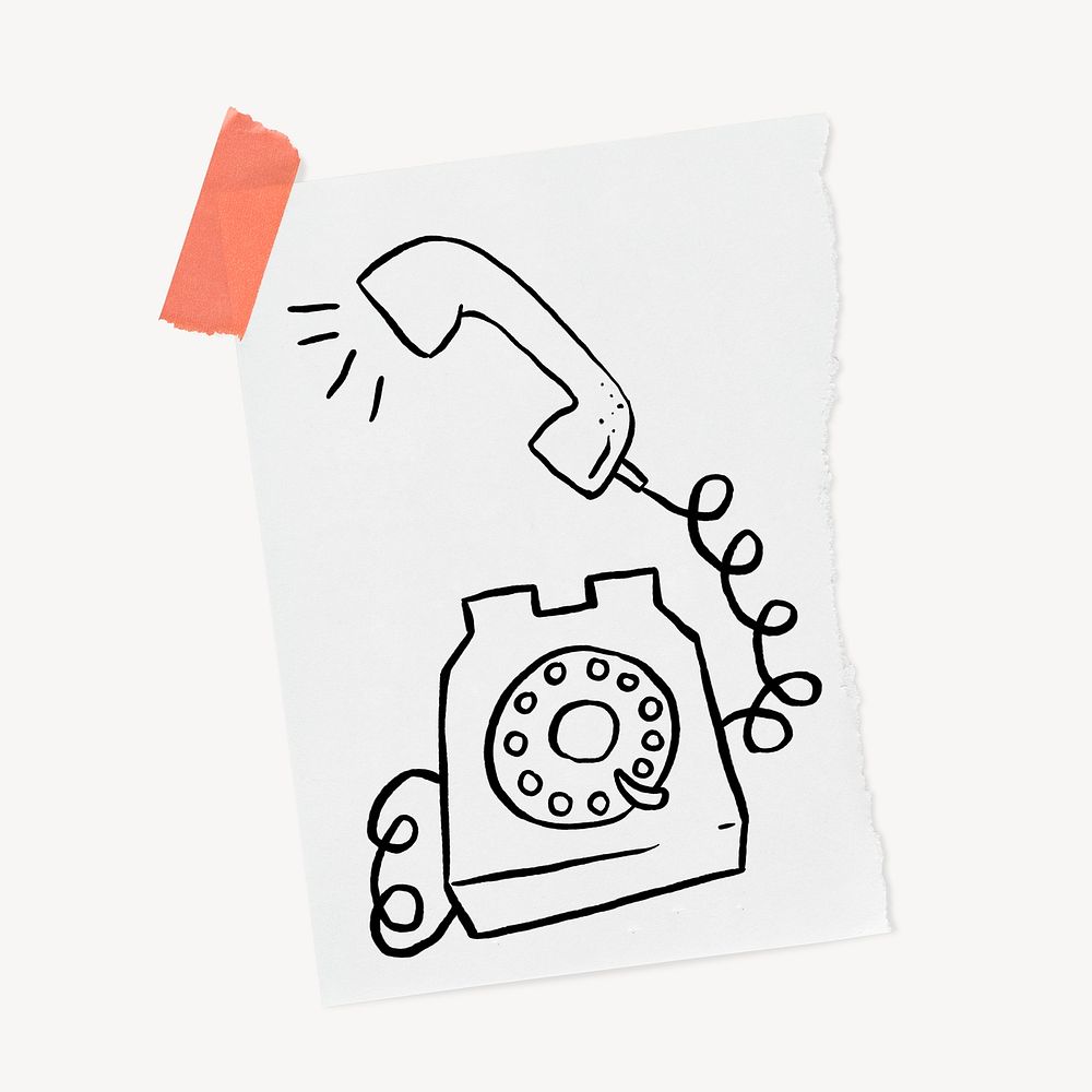 Retro phone doodle illustration, stationery paper, off white design
