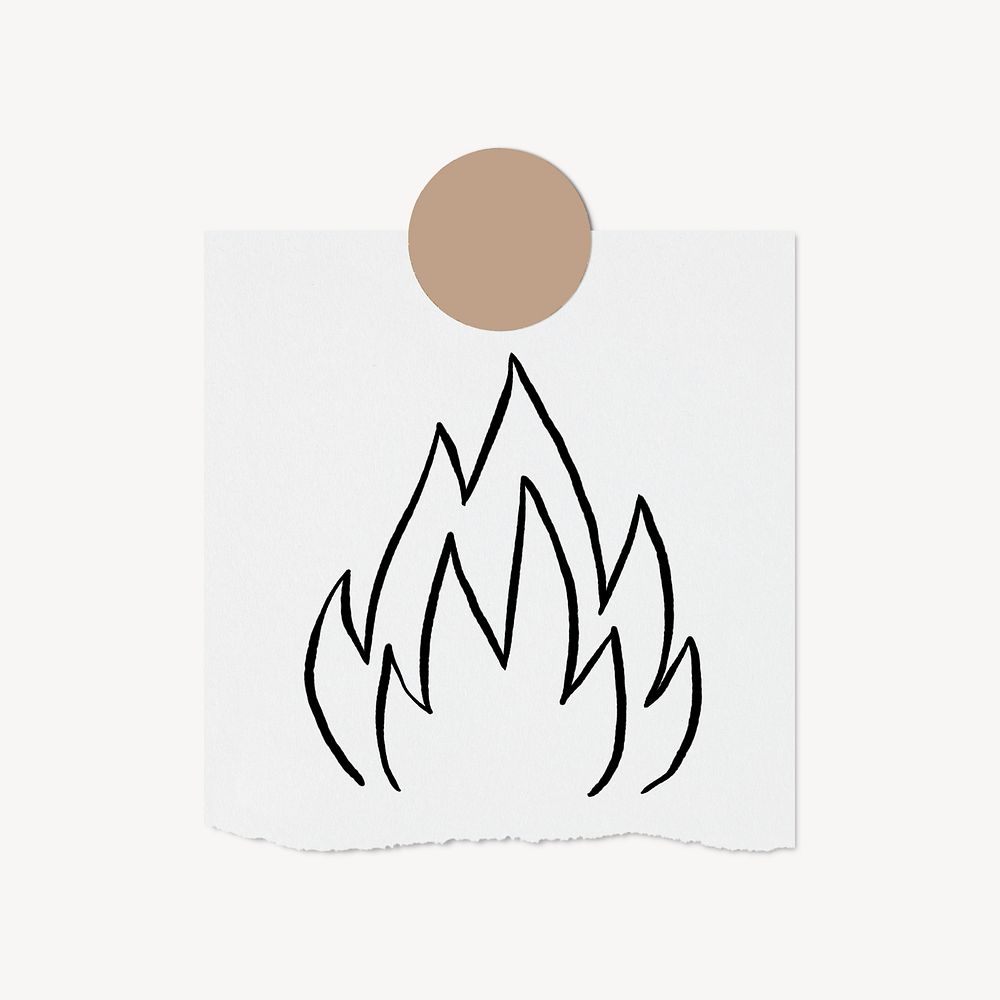 Fire doodle, cute illustration, stationery paper, off white design