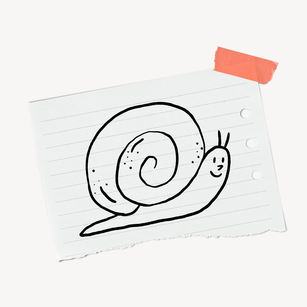 Cute snail doodle, stationery paper, off white design psd