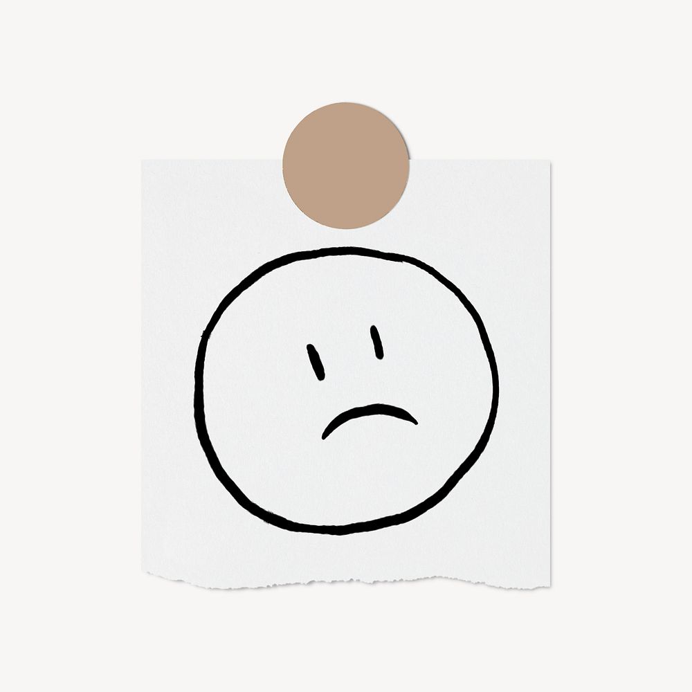 Angry face emoji doodle, stationery paper, off white design