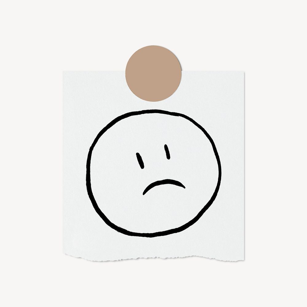 Angry face doodle, stationery paper, illustration, off white design psd