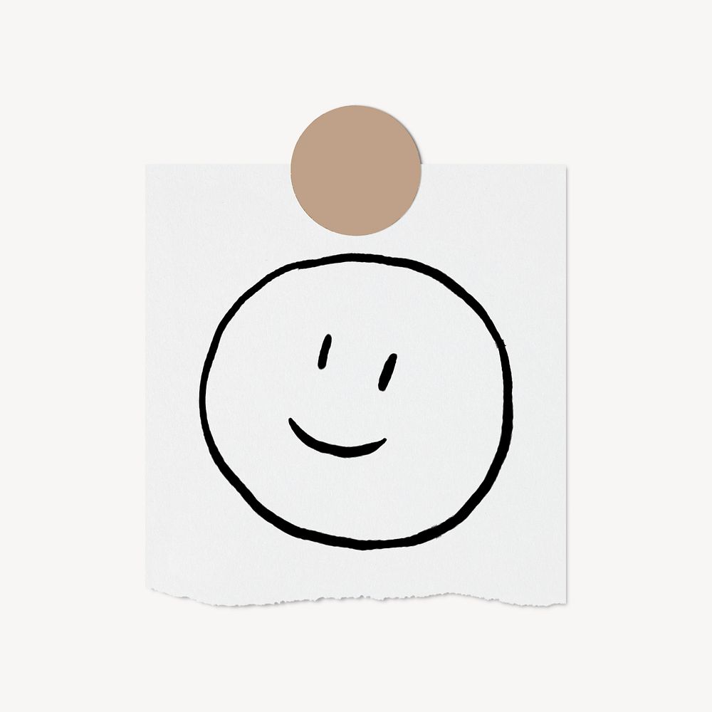 Happy face emoji doodle, stationery paper, off white design