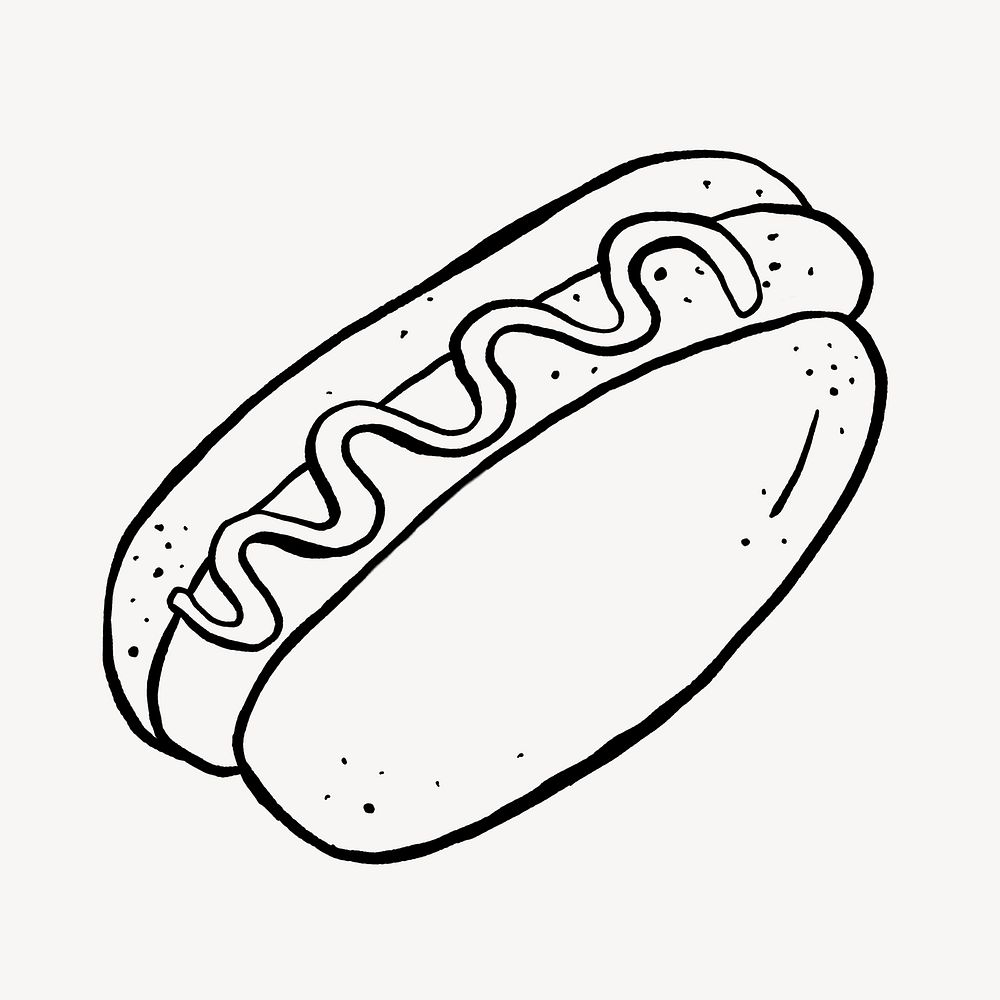Hamburger doodle, cute illustration, off white design